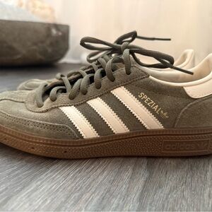 Adidas Spezial Olive Green and White Sneakers